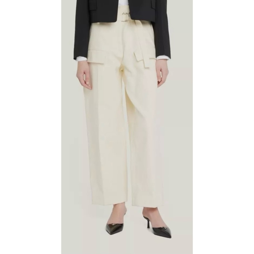 RECTO Beige Ankle Detail Cotton Cargo Pants Paper Bag Pants NWT